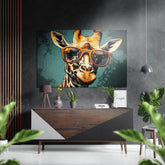 Happy Giraffe Brushed Aluminum Dibond Wall Art.